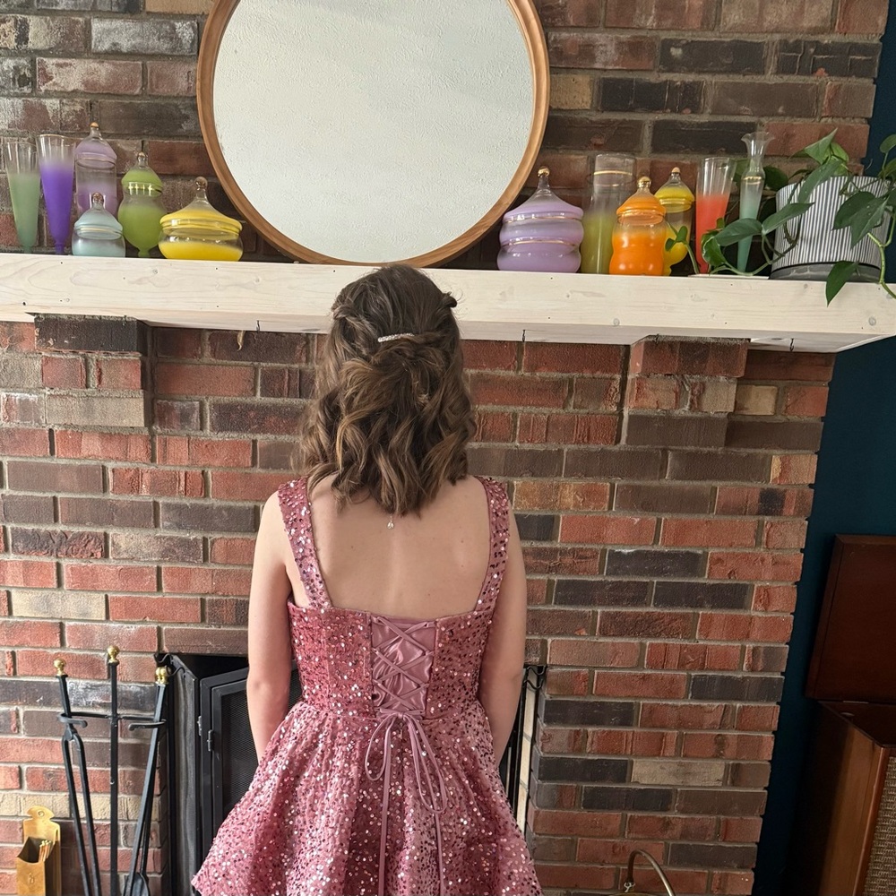 Pink Sequin formal homecoming dress - Picture 3 of 4